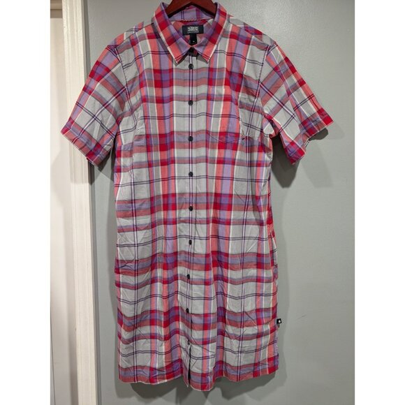 Alaskan Hardgear Duluth Trading Co Women's Plaid Short-Sleeved Shirt Dress Sz XL - Picture 2 of 16
